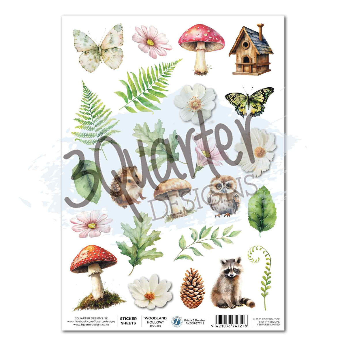 Woodland Hollow - Sticker Sheet - A4