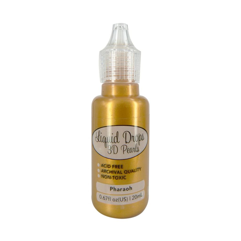 Gold bottle of Liquid Drips 3D Pearls with Pharaoh color on a white background