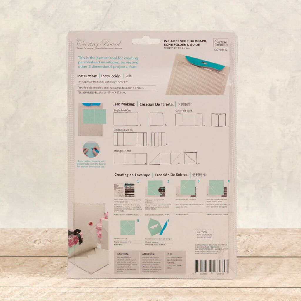 Back of packaging for the Mini Scoring Board with some instructions for use.