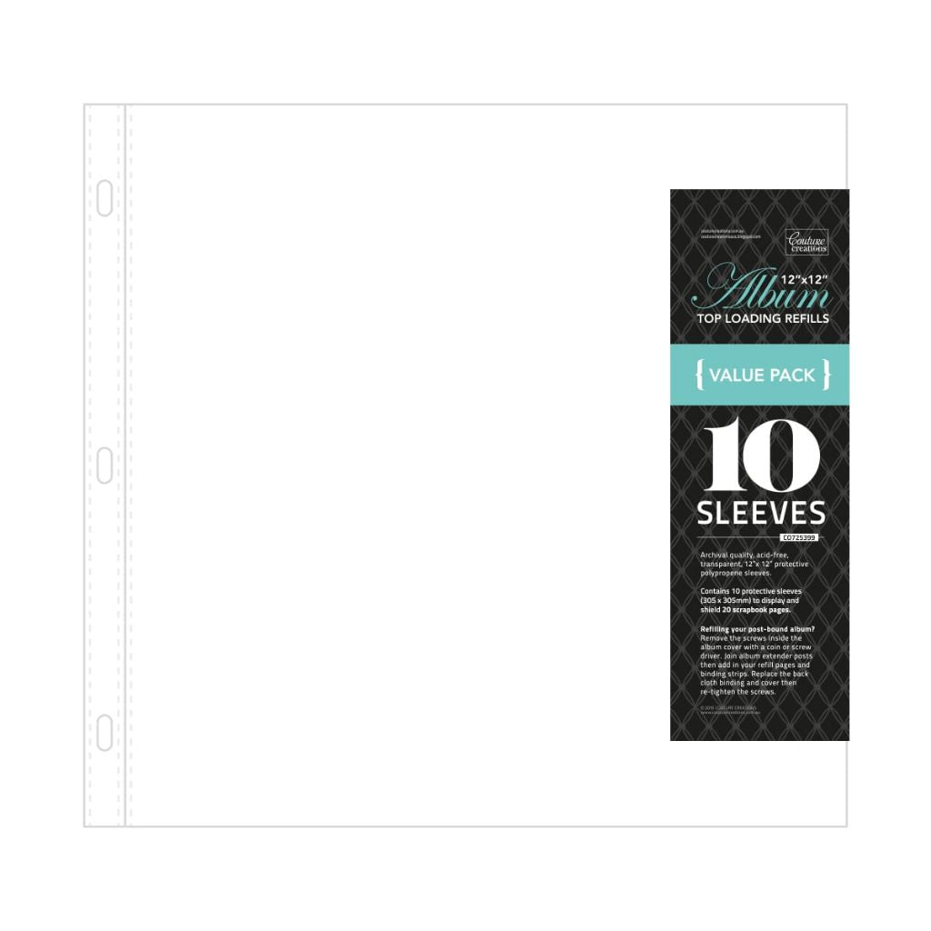 Album top-loading refill sleeves with a packaging label on a white background