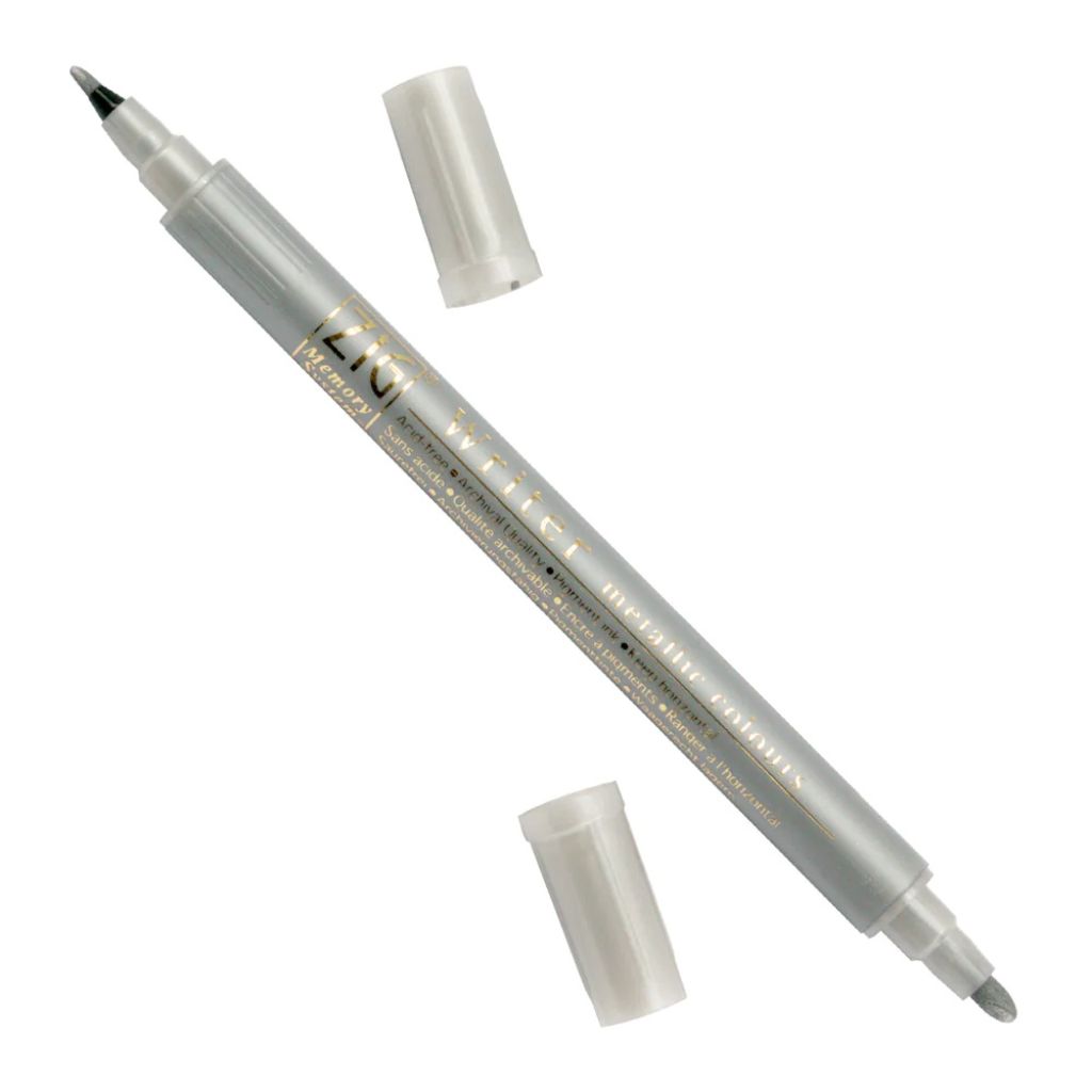 Zig Writer pen in silver for metallic calligraphy and hand lettering on card making projects