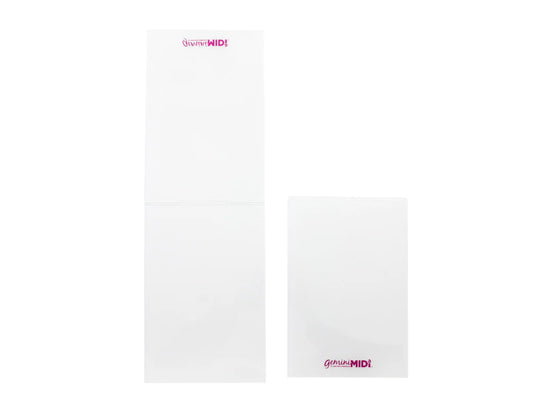 Two clear Gemini Midi plastic folders shown open displaying transparent construction for die cutting