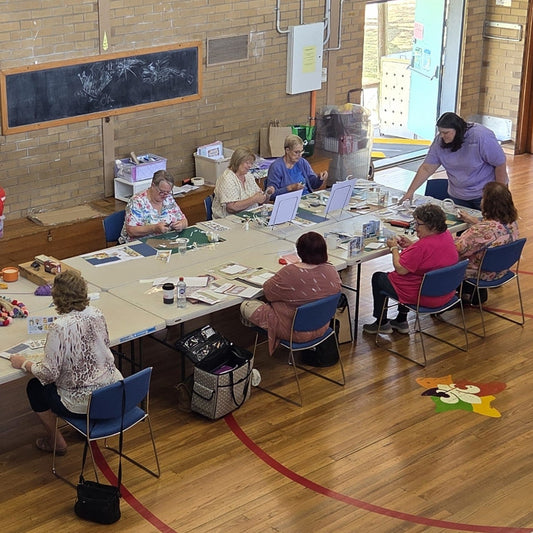 Group of ladies participating in a craft class at Handmade Haven, Morwell.