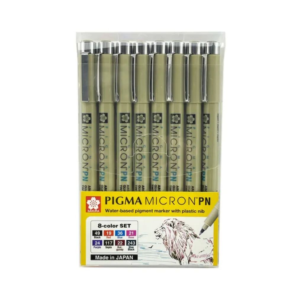 Sakura Pigma Micron PN pen set packet with archival ink pens for journalling and illustration