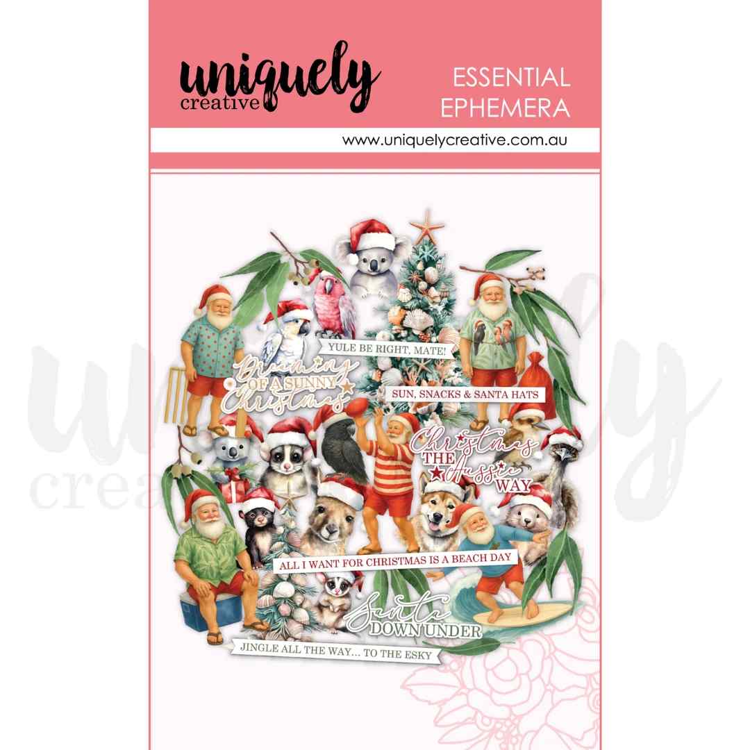 Uniquely Creative Aussie Christmas Ephemera with koalas, cockatoos, Santa hats, Christmas trees and Australian summer sentiments