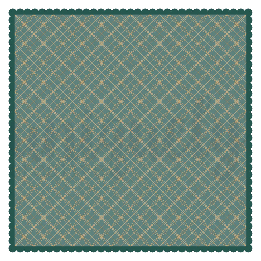 Father's Day Art Deco Decorative Background by Uniquely Creative — 12×12" 250gsm deep teal with gold geometric star pattern and teal scalloped border
