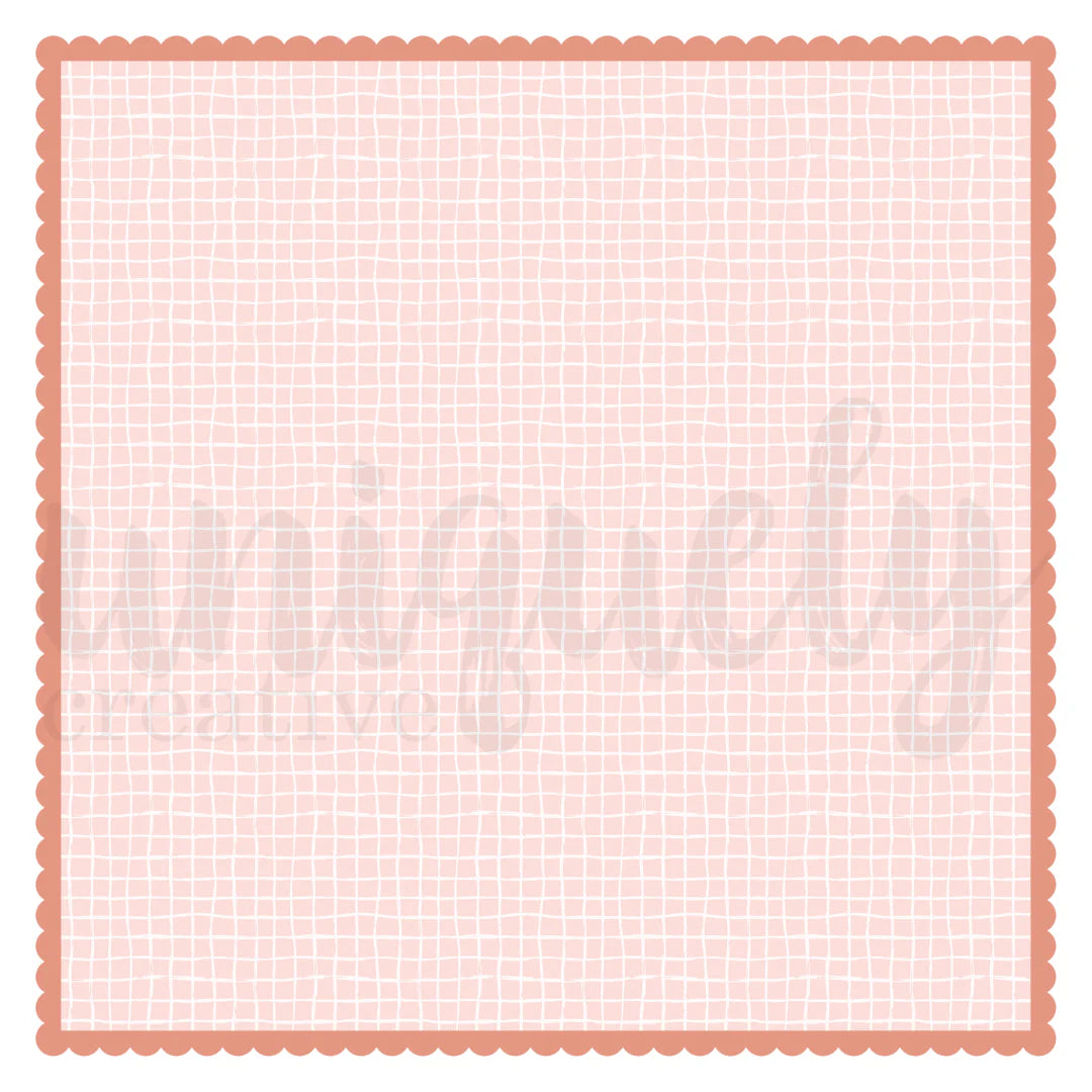 Mother's Day Boho Decorative Background by Uniquely Creative — 12×12" 250gsm blush grid pattern with terracotta scalloped border