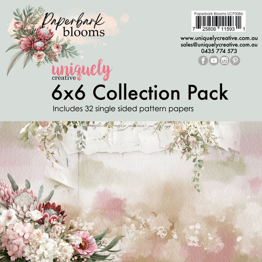 Paperbark Blooms 6x6 Collection Pack with 32 single-sided pattern papers by Uniquely Creative