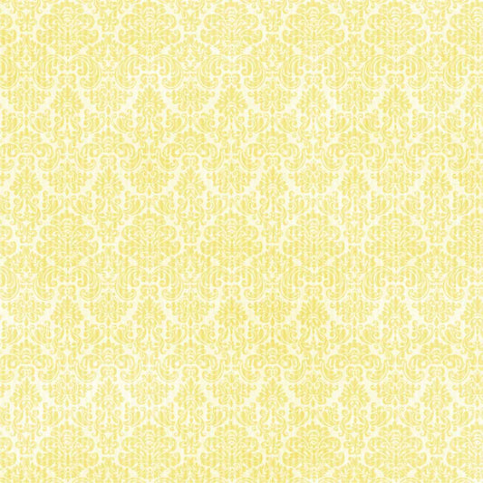 Uniquely Creative Sweet As Honey Picked Flowers 12x12 paper reverse side, soft lemon yellow all-over tonal damask pattern on cream background