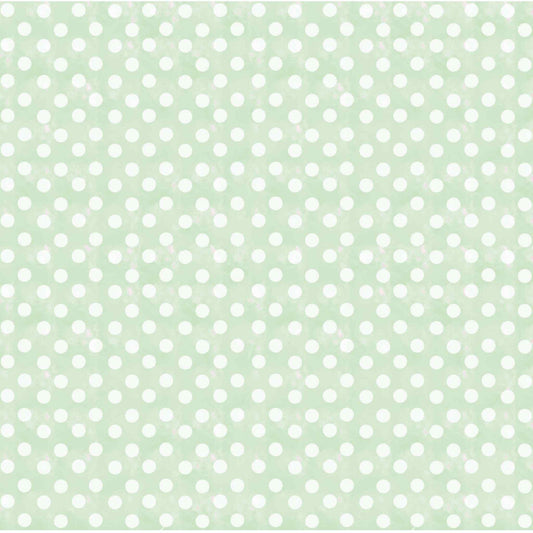 Tea and Tranquility Moments of Stillness 12x12 paper reverse side — soft sage watercolour polka dot on white