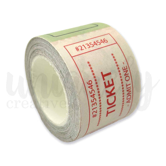 Vintage Tickets washi tape by Uniquely Creative on roll — approximately 10 metres of 30mm wide printed vintage ticket washi tape in sage and cream