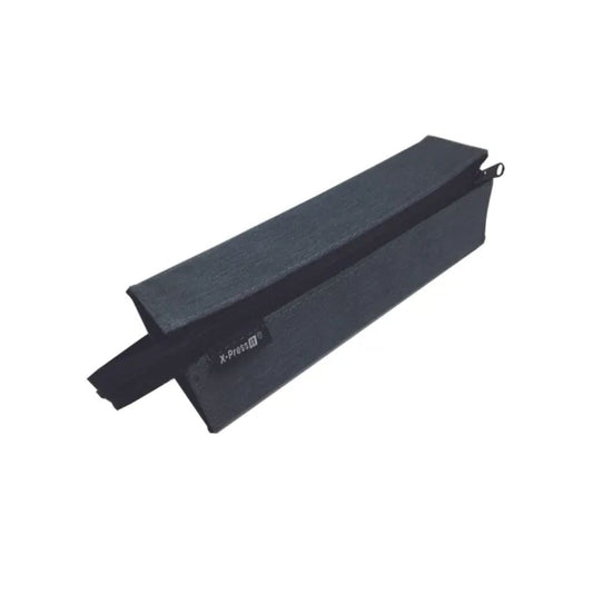 X-Press It Zipper Tray Pencil Case in black, shown closed