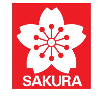 Sakura Logo - White cherry blossom on red background. 
