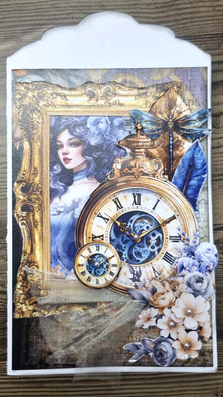 3Quarter Designs 3-Panel Card – decorated sample closed showing front cover with Grunged Baroque collection