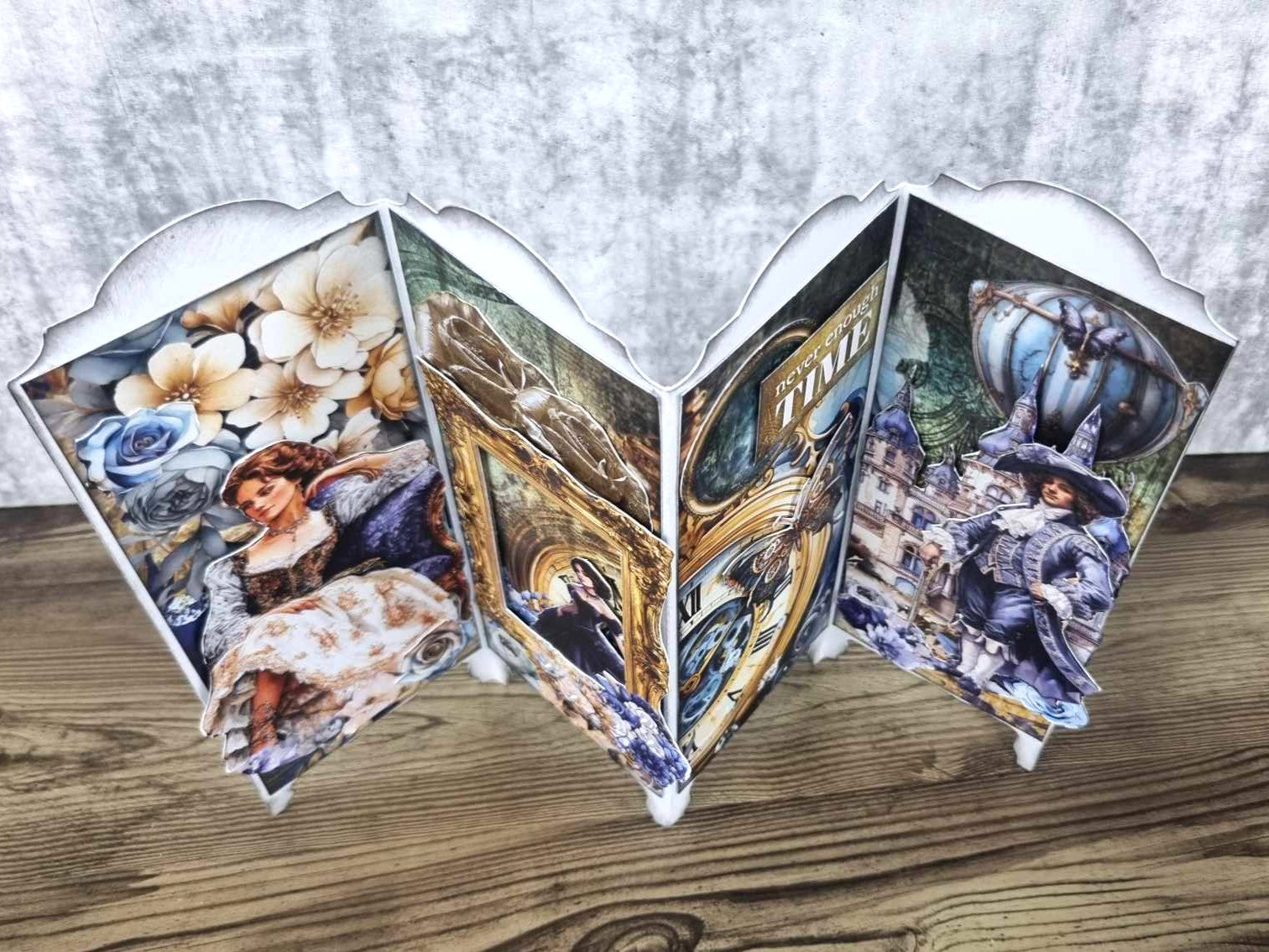 3Quarter Designs 4-Panel Screen Card – decorated sample closed with Grunged Baroque collection