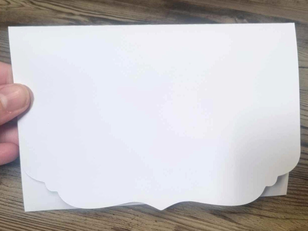 3Quarter Designs 3-Panel Envelope Card Base – blank white die-cut piece closed