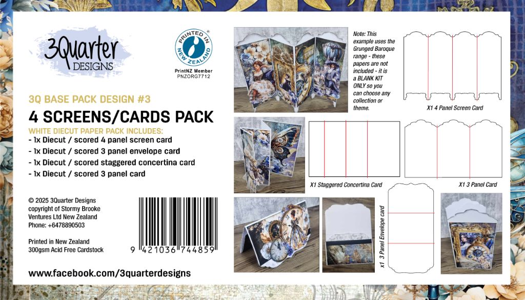 3Quarter Designs Screen Card Bases Set of 4 – blank kit packaging