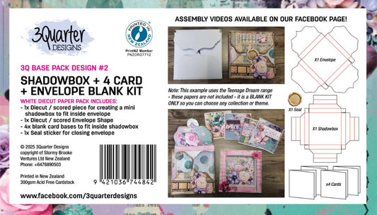 3Quarter Designs Base Pack Design #2 – Shadow Box, 4 Cards and Envelope Blank Kit packaging 