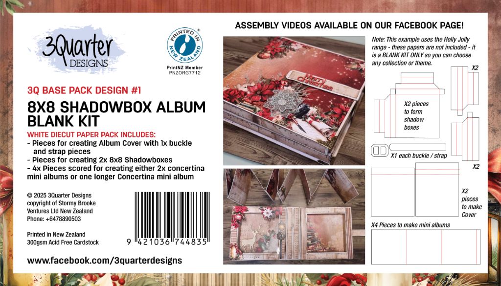 3Quarter Designs 3Q Base Pack Design #1 – 8x8 Shadow Box Album Blank Kit packaging 