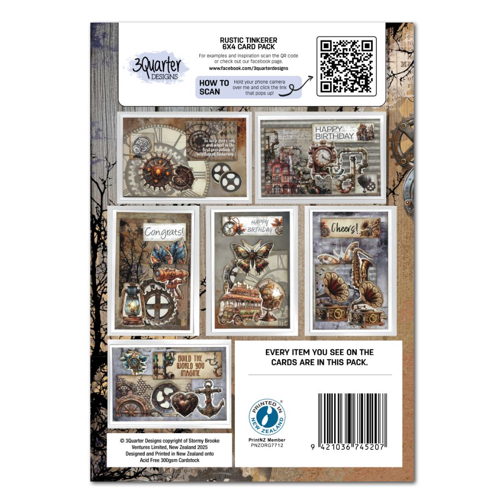 Rustic Tinkerer card kit cover highlighting vintage-inspired designs and earthy colour palette for creative projects.