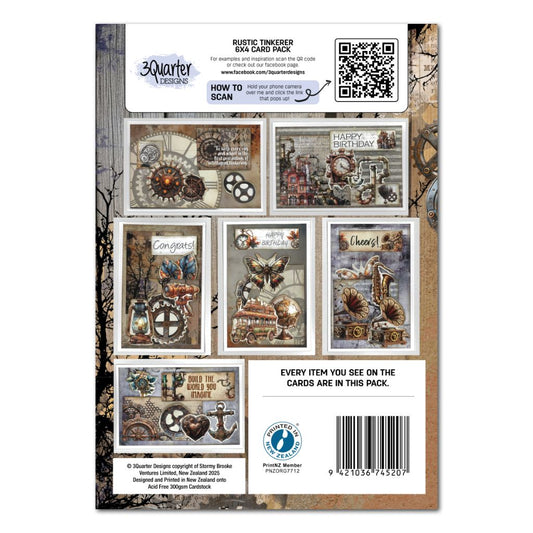 Rustic Tinkerer card kit cover highlighting vintage-inspired designs and earthy colour palette for creative projects.