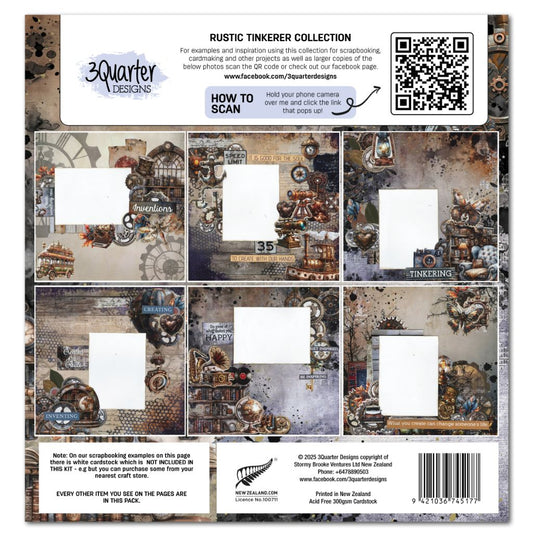 Rustic Tinkerer scrapbook kit cover highlighting earthy colour palette and textured design elements for creative projects.