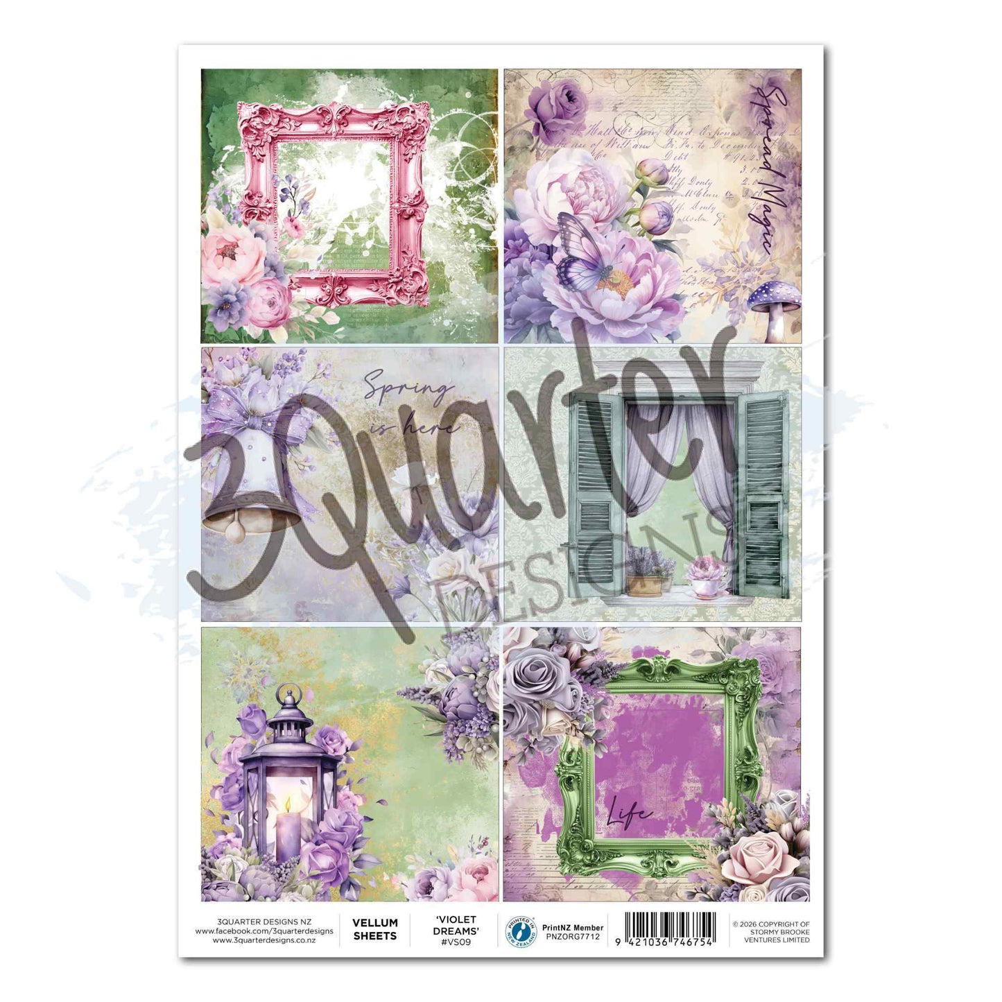 Violet Dreams - Vellum Sheet  - A4