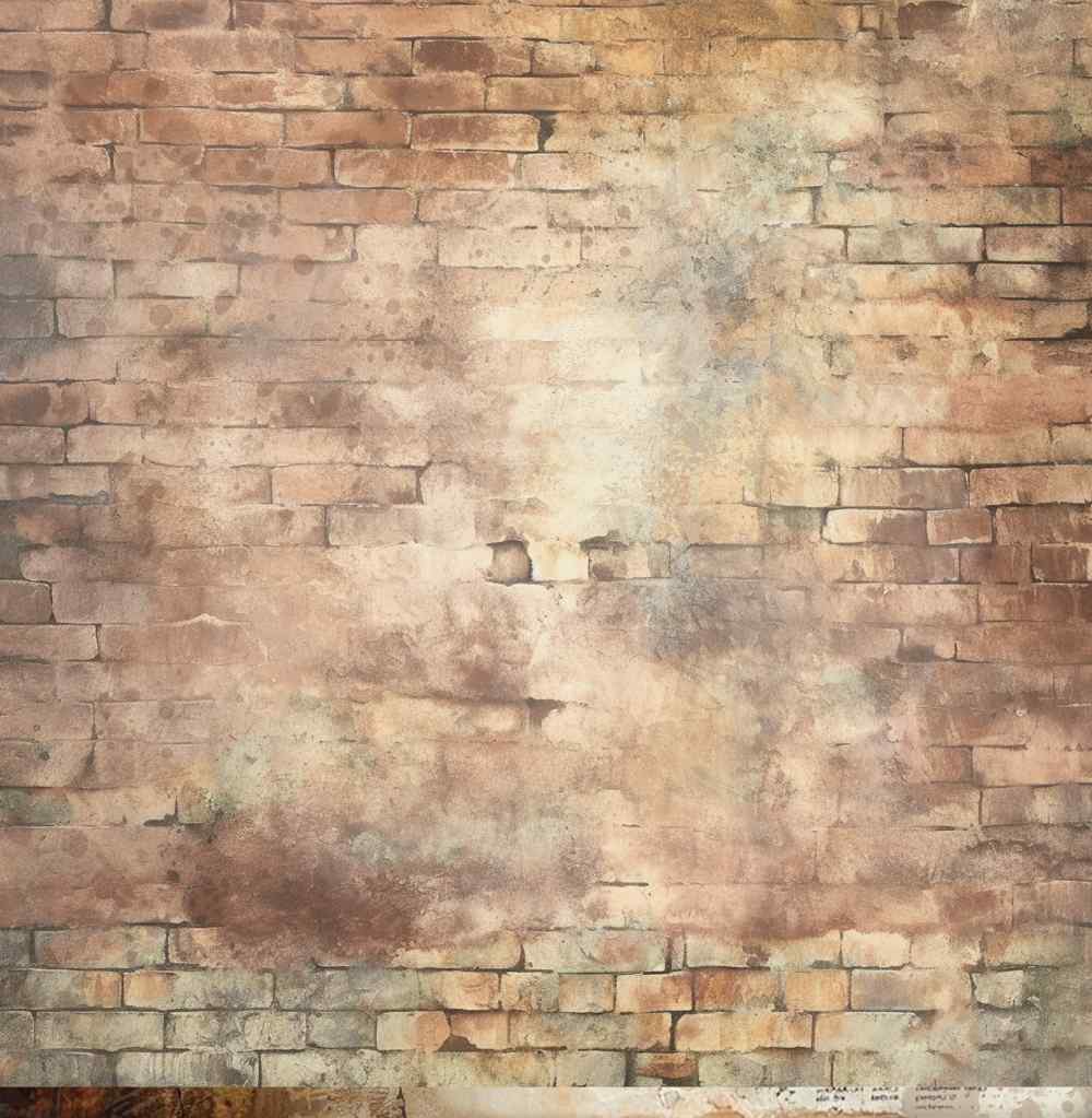 Reverse side of Bee Arty Field Notes 12x12 paper featuring a weathered aged brick wall in warm sandy pinks and dusty mauves with a soft bleached centre, from the Autumn Whispers collection by Karen Yates