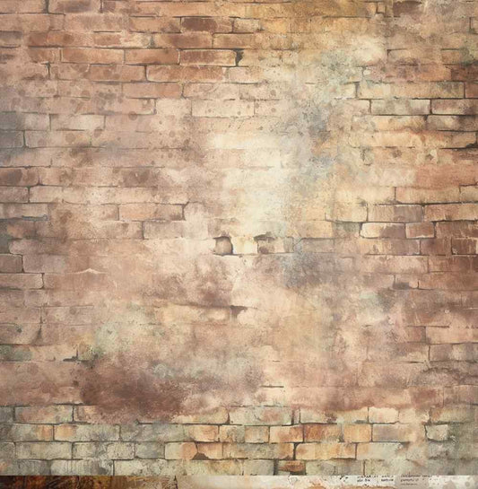 Reverse side of Bee Arty Field Notes 12x12 paper featuring a weathered aged brick wall in warm sandy pinks and dusty mauves with a soft bleached centre, from the Autumn Whispers collection by Karen Yates