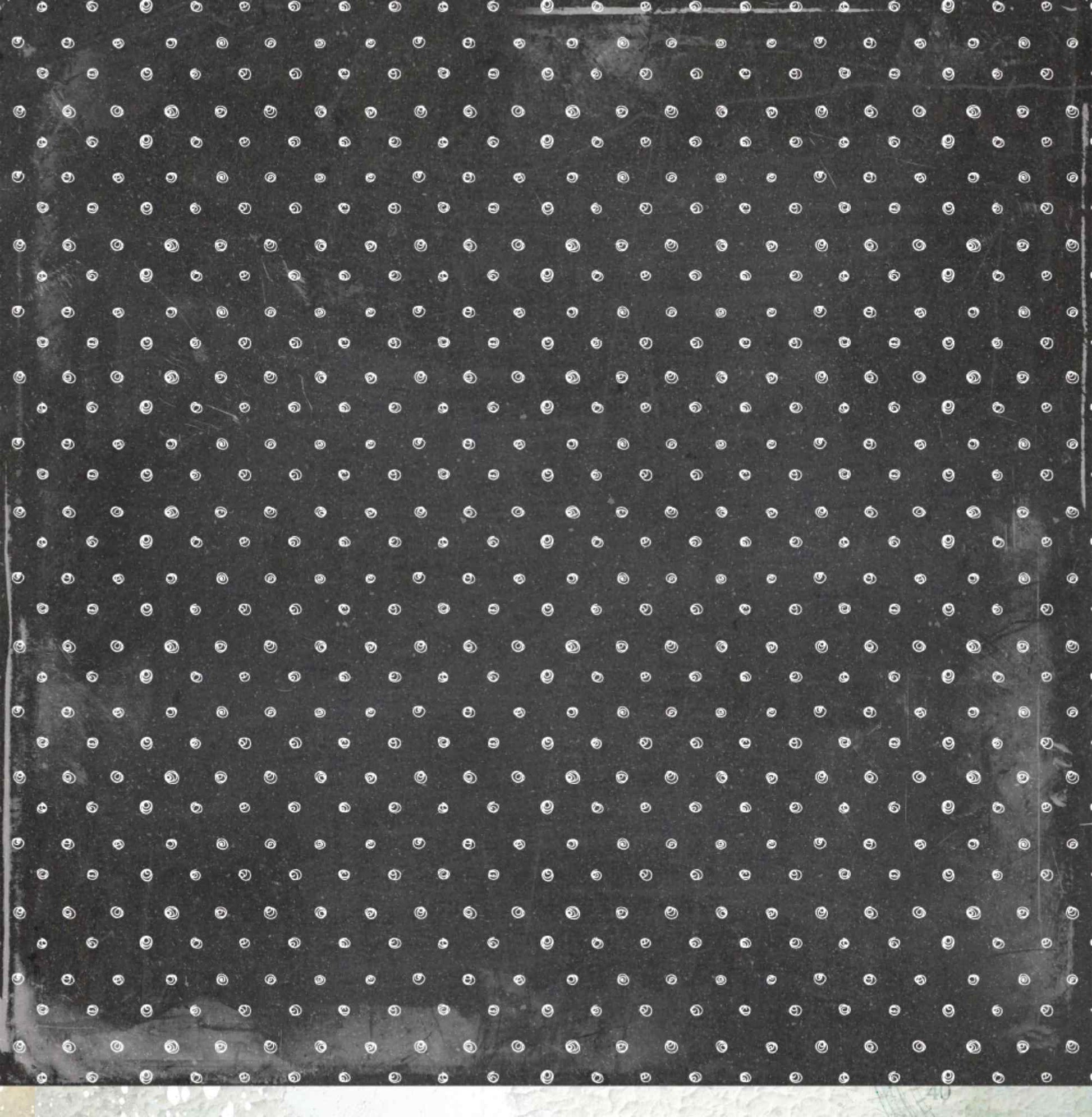 Bee Arty Schoolday Stories Game Plan 12x12 scrapbooking paper - reverse side showing dark charcoal background with white polka dot pattern