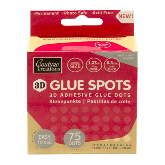 Couture Creations 3D glue spots 1.27cm wide 3mm thick - 75 adhesive dots for scrapbooking and card making