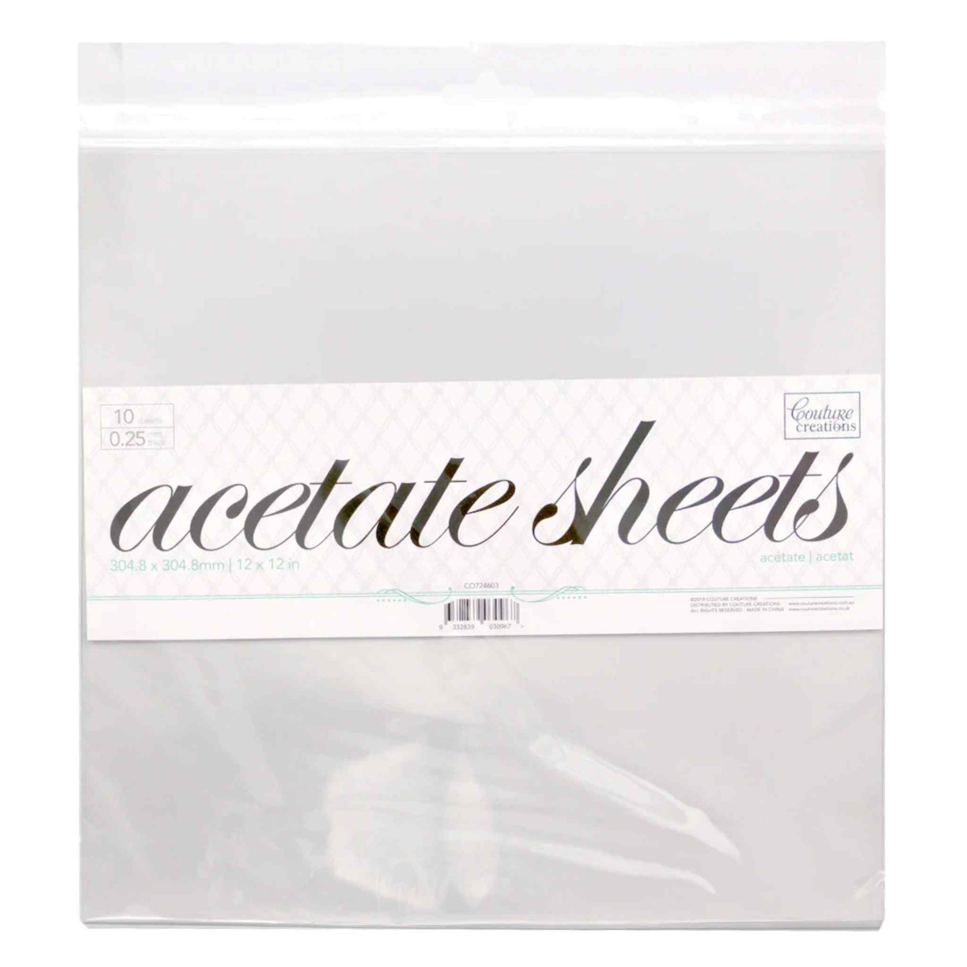 Couture Creations acetate sheets 12x12 pack of 10 in packaging