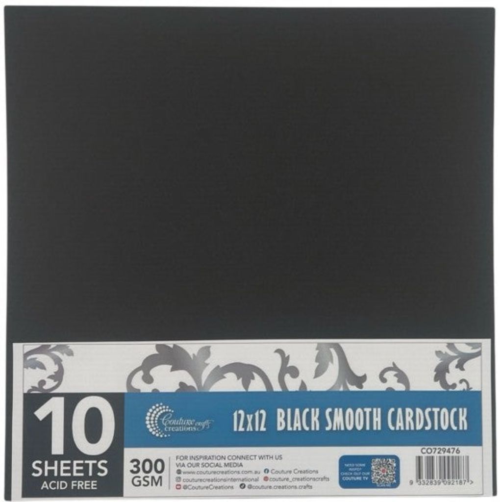 Black smooth cardstock with 10 sheets packaging on a white background