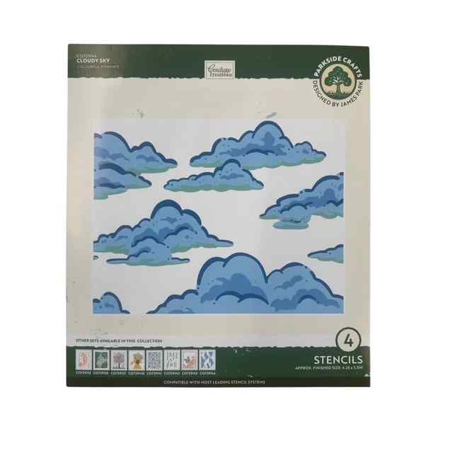 Front of Couture Creations Colourful Moments Cloudy Sky packaging showing the four-layer blue cloud design