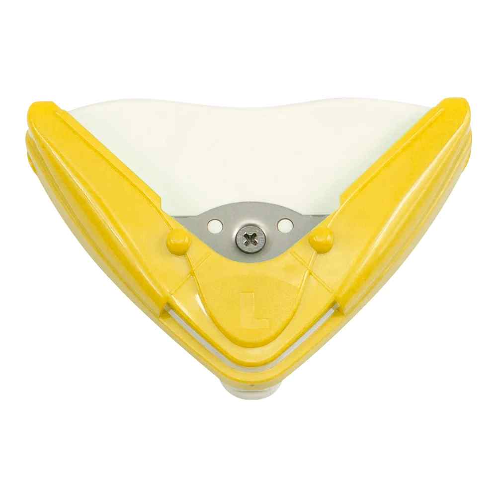Yellow Couture Creations 10mm corner rounder punch for rounded and inverted corners, shown from above