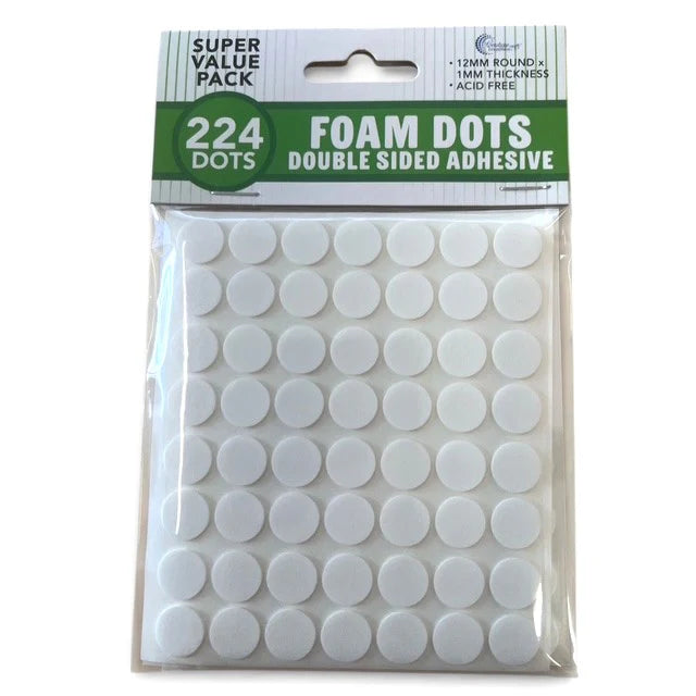 Couture Creations Foam Dots double sided adhesive 224 pack – 12mm round 1mm thick acid free