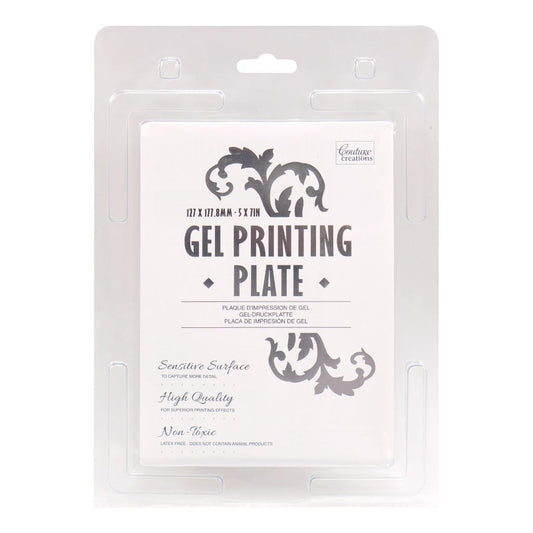 Gel printing plate packaging with branding on a white background