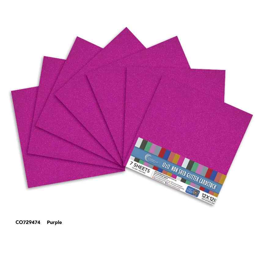 Couture Creations Magenta 12x12 glitter cardstock sheets displayed with product packaging