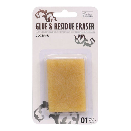 Glue and residue eraser in packaging with brand logo on a white background