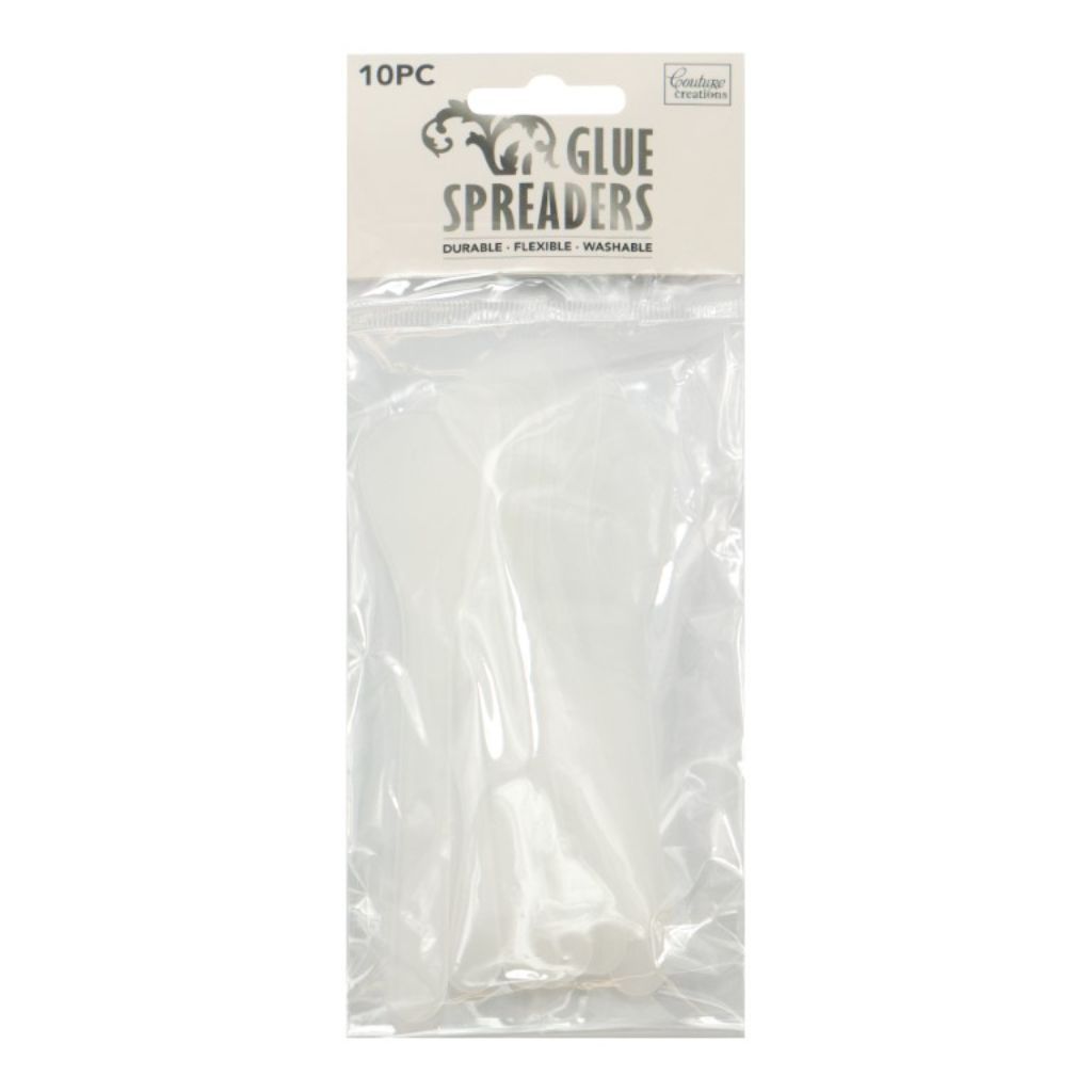 Pack of 10 glue spreaders with a clear plastic bag on a white background