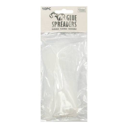 Pack of 10 glue spreaders with a clear plastic bag on a white background