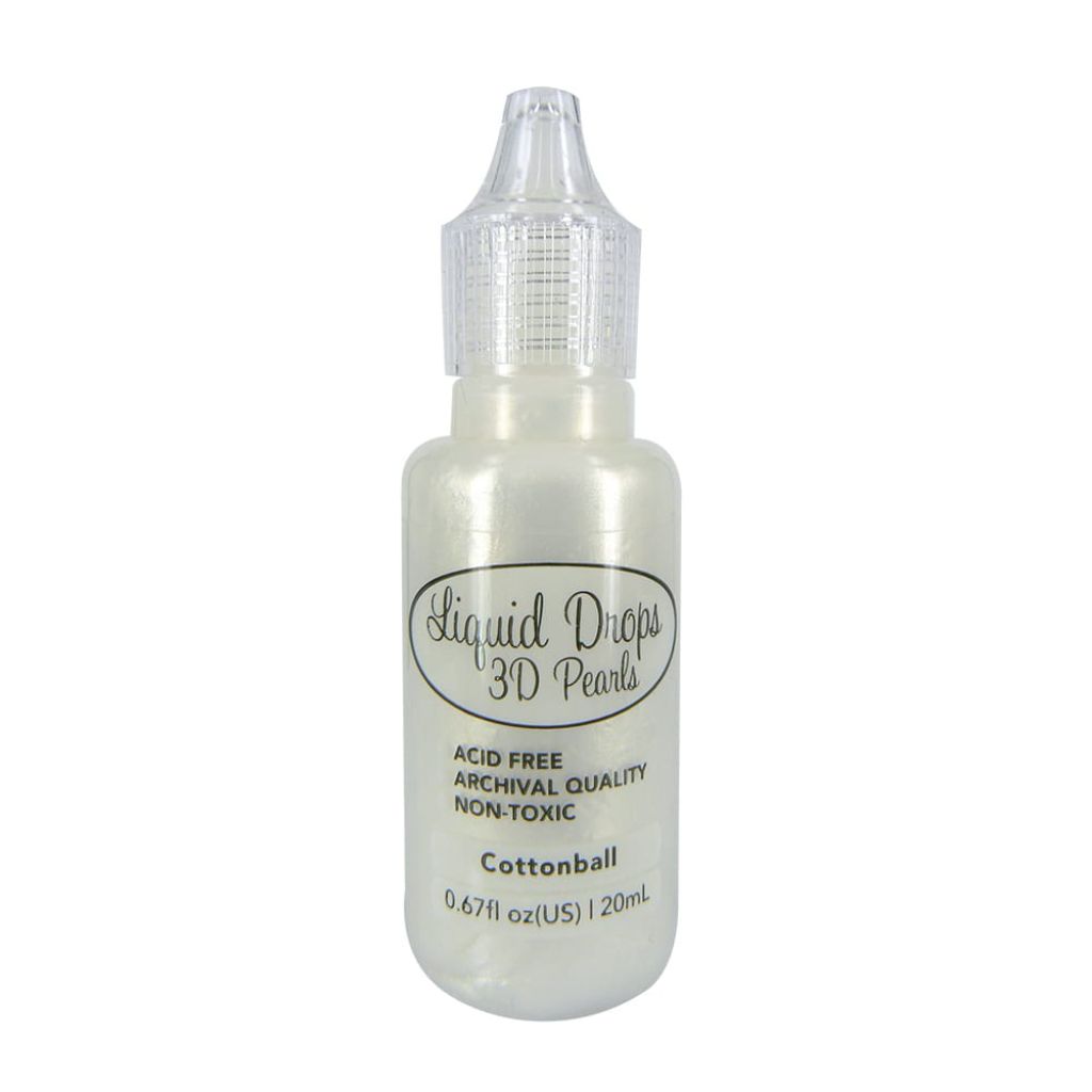 Bottle of Cottonball white Liquid Drips 3D Pearls on a white background