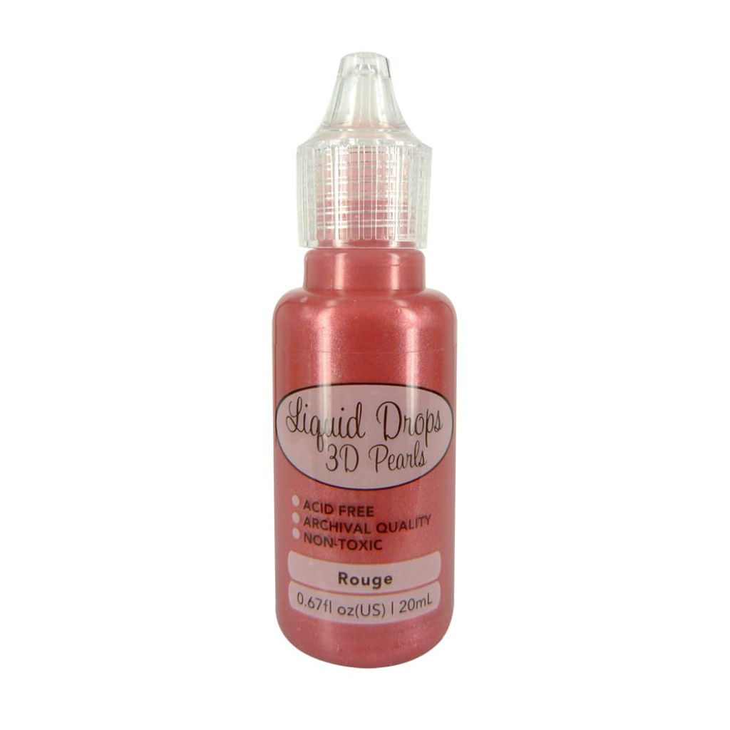 Bottle of Liquid Drops 3D Pearls in Rouge color on a white background