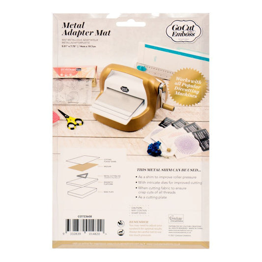 GoCut Emboss metal adapter mat packaging on a white background