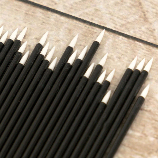 Couture Creations Micro Blending Tips pack of 50 with soft fine white points and black handles for alcohol ink and paint blending