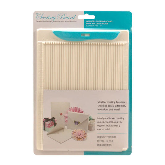 Packaged scoring board with scoring guide and scoring board on a white background