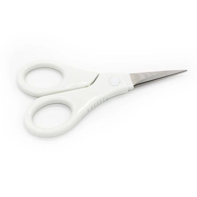 White scissors on a white background