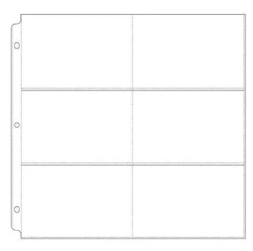 Couture Creations 12x12 album refill page with six landscape 6x4 inch clear polypropylene pockets for photos and journaling cards 