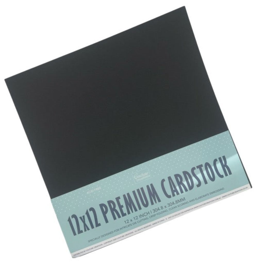 12x12 premium black 216gsm cardstock packaging on a white background