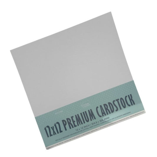 12x12 premium white 216gsm cardstock packaging on a white background